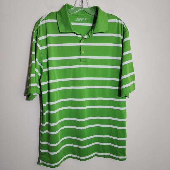 Nike Golf Other - Nike golf green‎ and white striped polo 1/4 button down shirt men's size medium